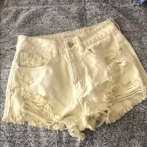 Pacsun yellow jean shorts